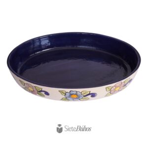 Fuente loza azul con flores #2