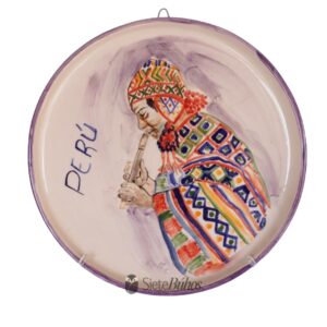 Plato adorno loza pintado a mano Perú #1